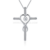 S925 sterling silver cross pearl pendant mounting for women