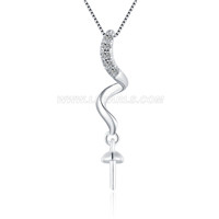S925 sterling silver CZ twist pearl pendant mounting for women