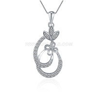 S925 sterling silver CZ twist leaves pearl pendant setting for w
