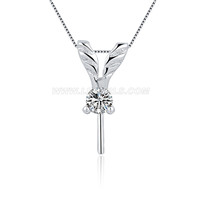 S925 sterling silver CZ pearl necklace pendant setting for women