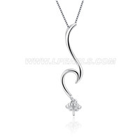 S925 sterling silver simple wave pearl necklace pendant fitting