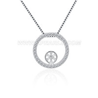 S925 sterling silver CZ round pearl necklace pendant setting