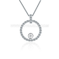 S925 sterling silver CZ round pearl necklace pendant setting