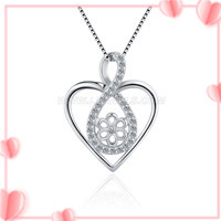 S925 sterling silver CZ heart twist pearl pendant setting