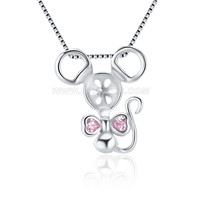 925 sterling silver CZ lovely mouse pearl women pendant setting