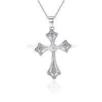 925 sterling silver CZ pearl cross women pendant setting