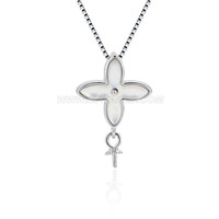 White S925 sterling silver pearl cross pendant fitting