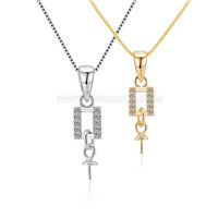 S925 sterling silver pearl square pendant fitting
