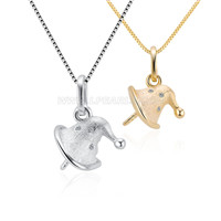S925 sterling silver CZ pearl hat pendant fitting