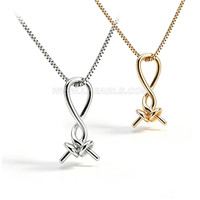 925 sterling silver 2 pearls Infinity Cross Knot pendant setting