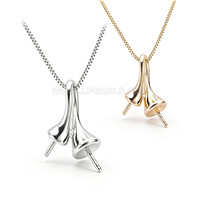 925 sterling silver pearl Dual-Tone Lily of the Valley Pendant s