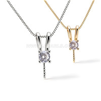 925 Sterling Silver Pearl CZ Rabbit Ears Pendant Setting