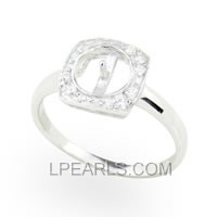 Wholesale square 925 silver pearl ring accessory