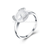 Latest 925 silver simple shape pearl rings fitting with zircons