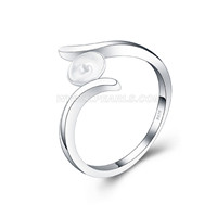 Simple design women 925 sterling silver pearl rings fitting