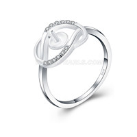 925 sterling silver round shape pearl rings fitting with zircons