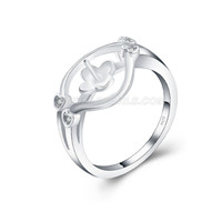 925 sterling silver flower pearl rings fitting with zircons