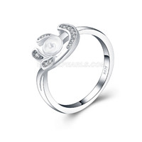 925 silver New moon pearl rings fitting with zircons