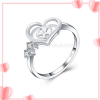 Heart shape 925 Sterling silver pearl rings fitting with zircons
