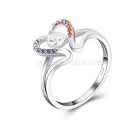 S925 sterling silver love cz heart pearl women ring mounting