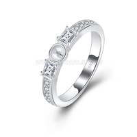 925 sterling silver CZ pearl ring mounting for women