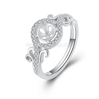 925 sterling silver CZ pearl ring setting for women