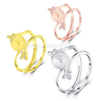 wholesale butterfly 925 sterling silver adjustable ring setting