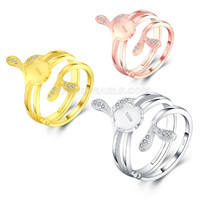wholesale heart 925 sterling silver adjustable pearl double ring