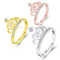 wholesale 925 sterling silver adjustable pearl ring fitting