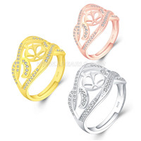 925 sterling silver adjustable pearl ring mounting with zircon