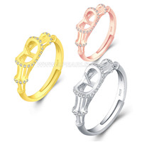 wholesale 925 sterling silver adjustable pearl rings with zircon