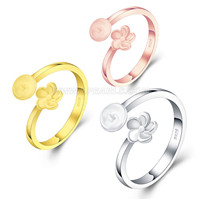 925 sterling silver Flower adjustable pearl rings mounting