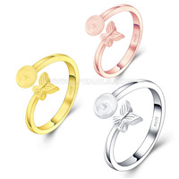 925 sterling silver Leaf adjustable rings mounting