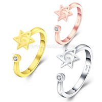 925 sterling silver adjustable star pearl women ring fitting