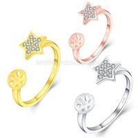 Fashion 925 sterling silver Star adjustable rings accessory