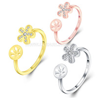 Fashion 925 sterling silver Flower adjustable ring mounting