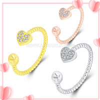 925 sterling silver heart shape adjustable rings accessory