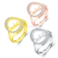 Elegant 925 sterling silver adjustable pearl rings setting