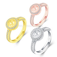 Luxury 925 sterling silver adjustable pearl rings mounting