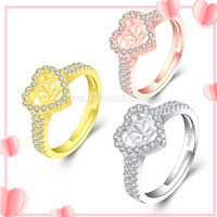Luxury 925 sterling silver heart adjustable ring accessory