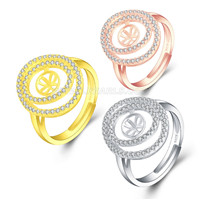 Fashion 925 sterling silver round shape adjustable rings setting