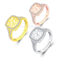 925 sterling silver zircon adjustable pearl ring setting