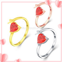 Beautiful 925 sterling silver Red heart adjustable rings fitting