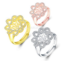 Luxury 925 sterling silver flower shape adjustable rings fitting