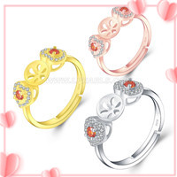 925 sterling silver heart shape adjustable rings accessory