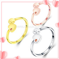 925 sterling silver heart shape adjustable rings accessory