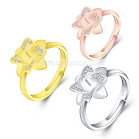 Elegant flower design sterling silver adjustable rings accessory