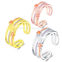925 sterling silver adjustable pearl CZ rings setting for women