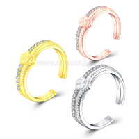 S925 sterling silver CZ pearl adjustable women rings fitting