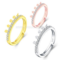 925 silver zircon CZ pearl adjustable rings for women